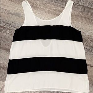 Women's Black & White Chiffon Tank Top Size Large Brand Soprano
